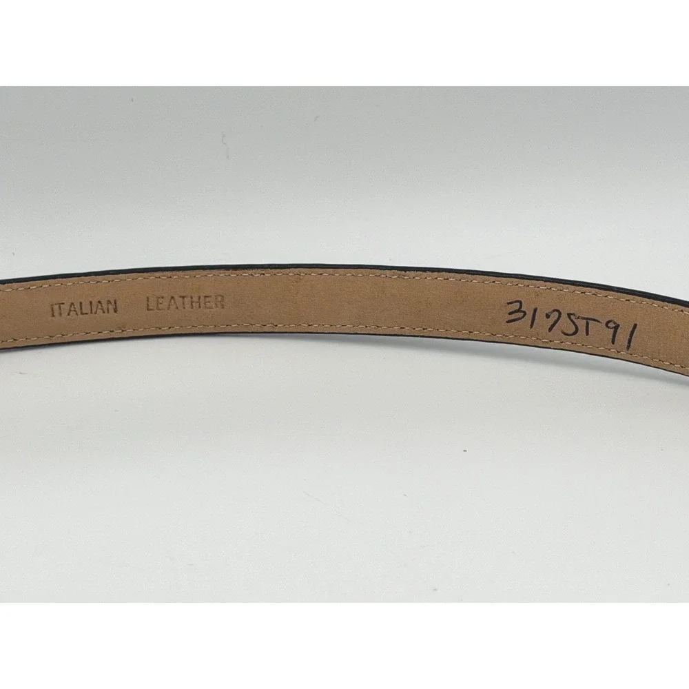 Tanner Belt Womens S Black Italian Leather Skinny Hook Loop 317ST90